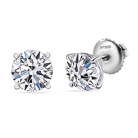 Luxuriant 950 Platinum SGL Certified Lab Grown Diamond (VS-EF)  Earrings with Screw Back 3.06 Ct.