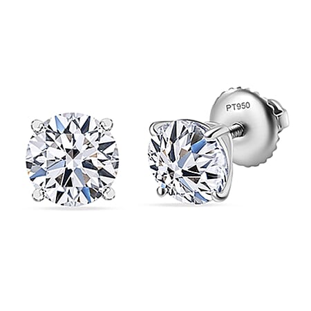 LUXURIANT 3 Ct. Lab Grown Diamond Solitaire Stud Earrings in 950 Platinum SGL Certified (VS-EF) LUXURIANT 3 Ct. Lab Grown Diamond Solitaire Stud Earrings in 950 Platinum SGL Certified (VS-EF)