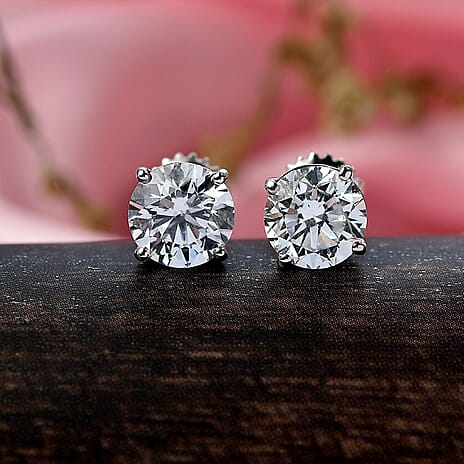 Luxuriant 950 Platinum SGL Certified Lab Grown Diamond (VS-EF)  Earrings with Screw Back 3.06 Ct.