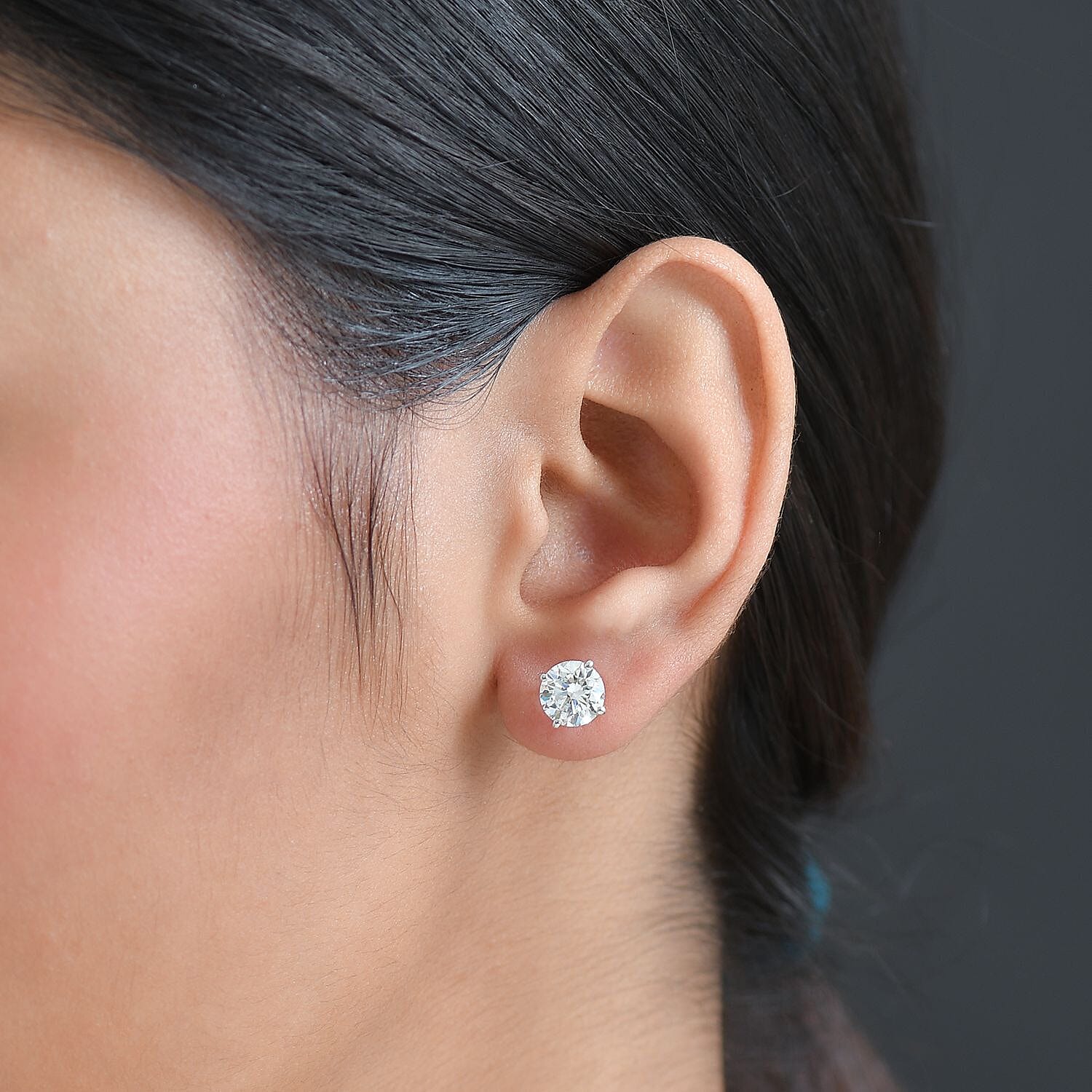 Luxuriant 950 Platinum SGL Certified Lab Grown Diamond (VS-EF)  Earrings with Screw Back 3.06 Ct.