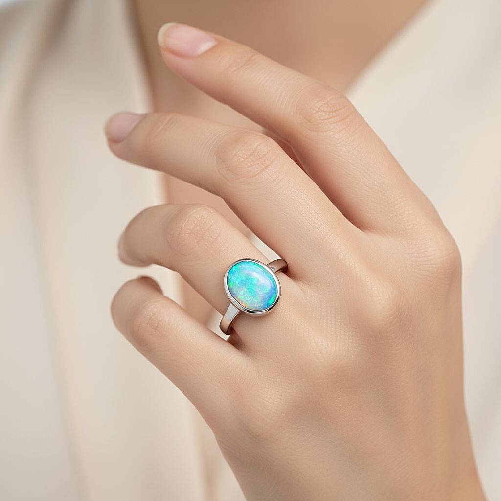 D'Joy Ethiopian Opal Ring in Rhodium Overlay Sterling Silver 1.65 Ct.