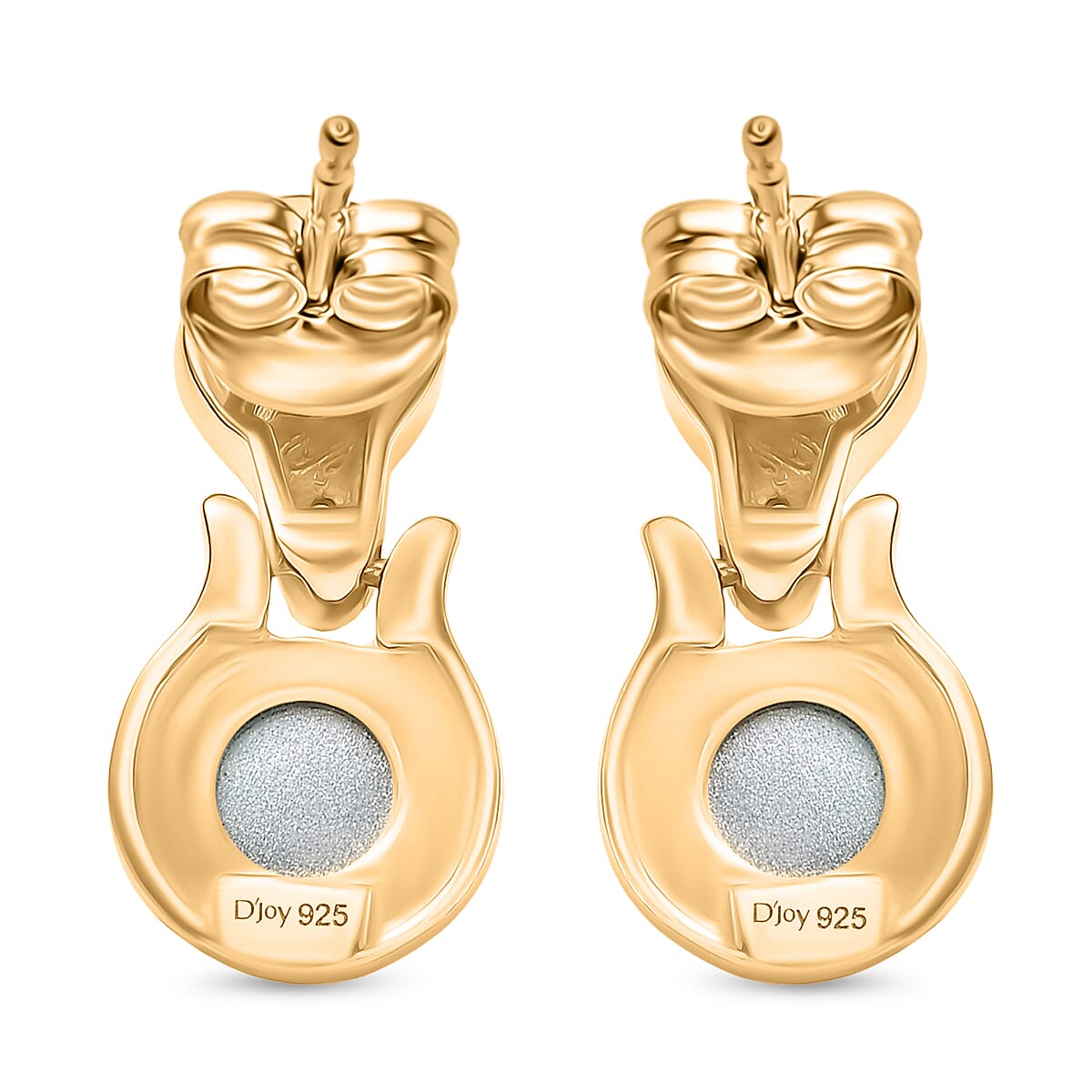 D'Joy Paraiba Moonstone, Green Onyx & White Zircon Dangling Earring with Push Back in 18K Yellow Gold Plated Sterling Silver 3.56 Ct.