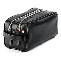 VALISSIERE Faux-Leather Travel Cosmetic - Toiletry Bag - Black