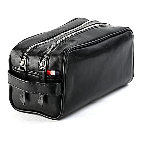 VALISSIERE Faux-Leather Travel Cosmetic - Toiletry Bag - Black