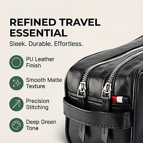 VALISSIERE Faux-Leather Travel Cosmetic - Toiletry Bag - Black