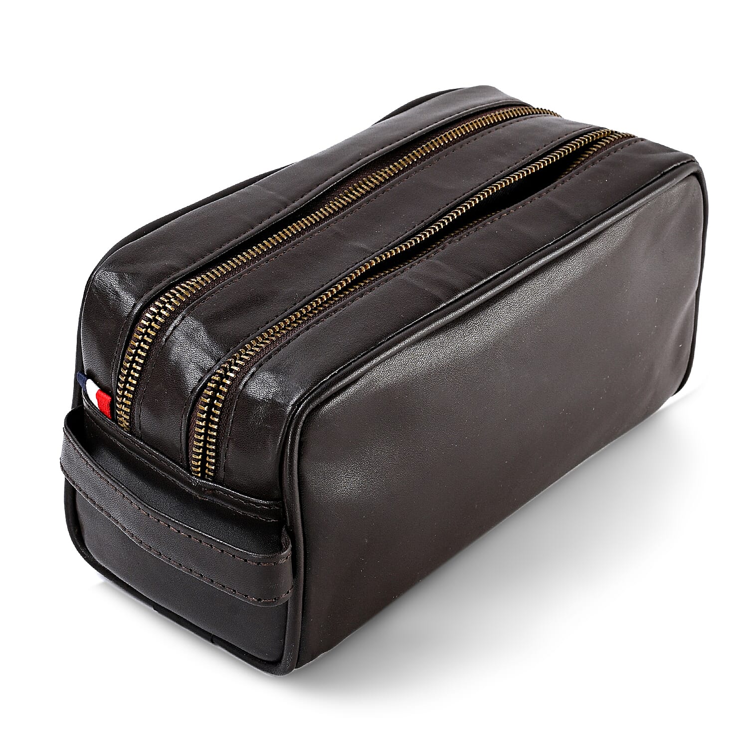 VALISSIERE Faux-Leather Travel Cosmetic - Toiletry Bag - Dark Brown