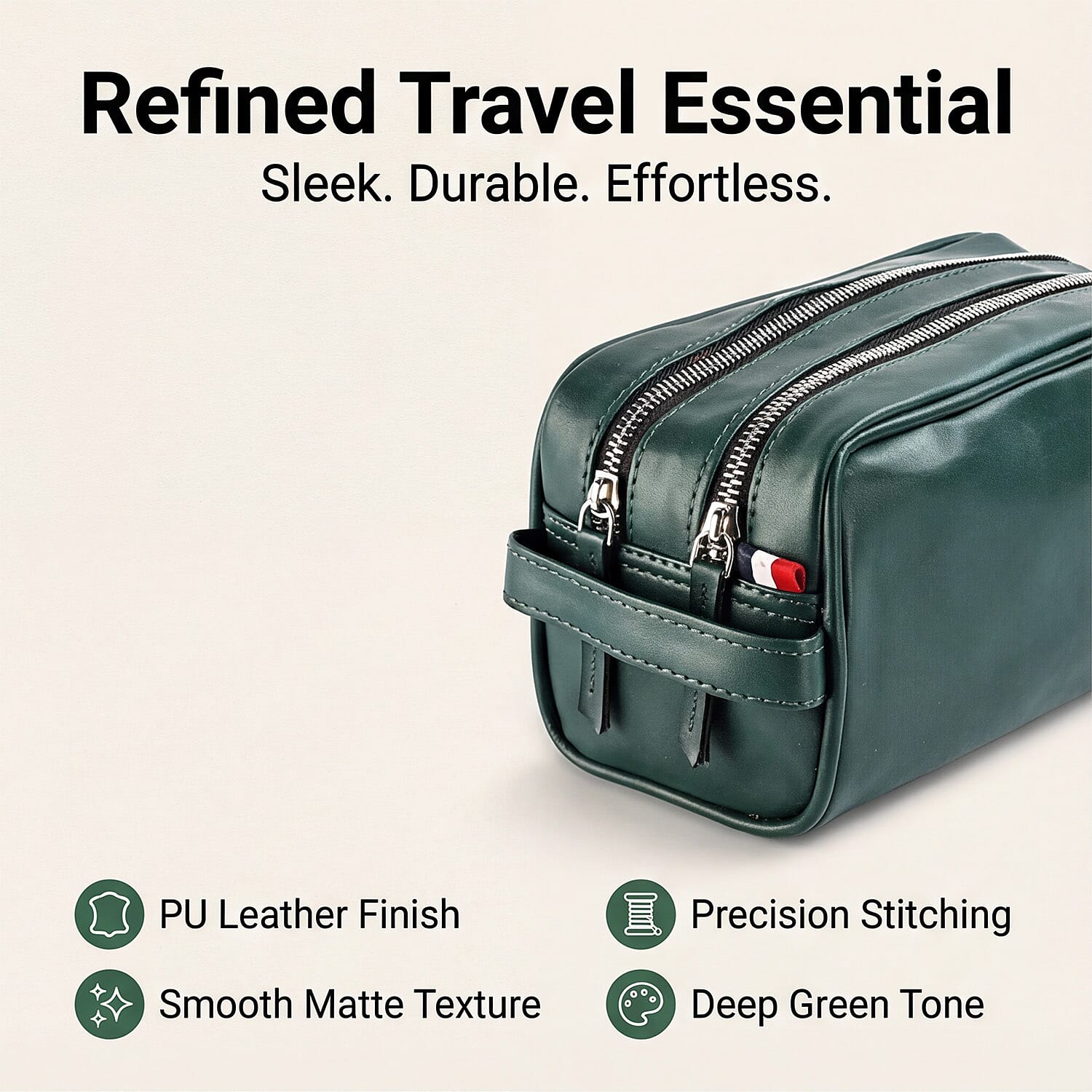 VALLISERIE PU Patterned Cosmetic and Toiletry Bag (Size 24x12x10 cm) - Green