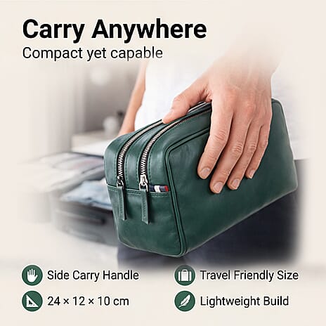 VALLISERIE PU Patterned Cosmetic and Toiletry Bag (Size 24x12x10 cm) - Green