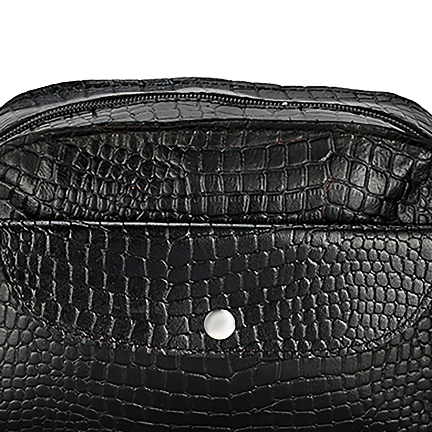 Valliserie 100% Genuine Leather Croco Pattern Crossbody Sling Bag - Black
