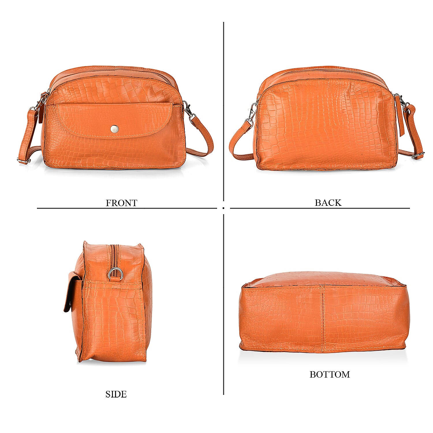 Valliserie 100% Genuine Leather Croco Pattern Crossbody Sling Bag - Tan