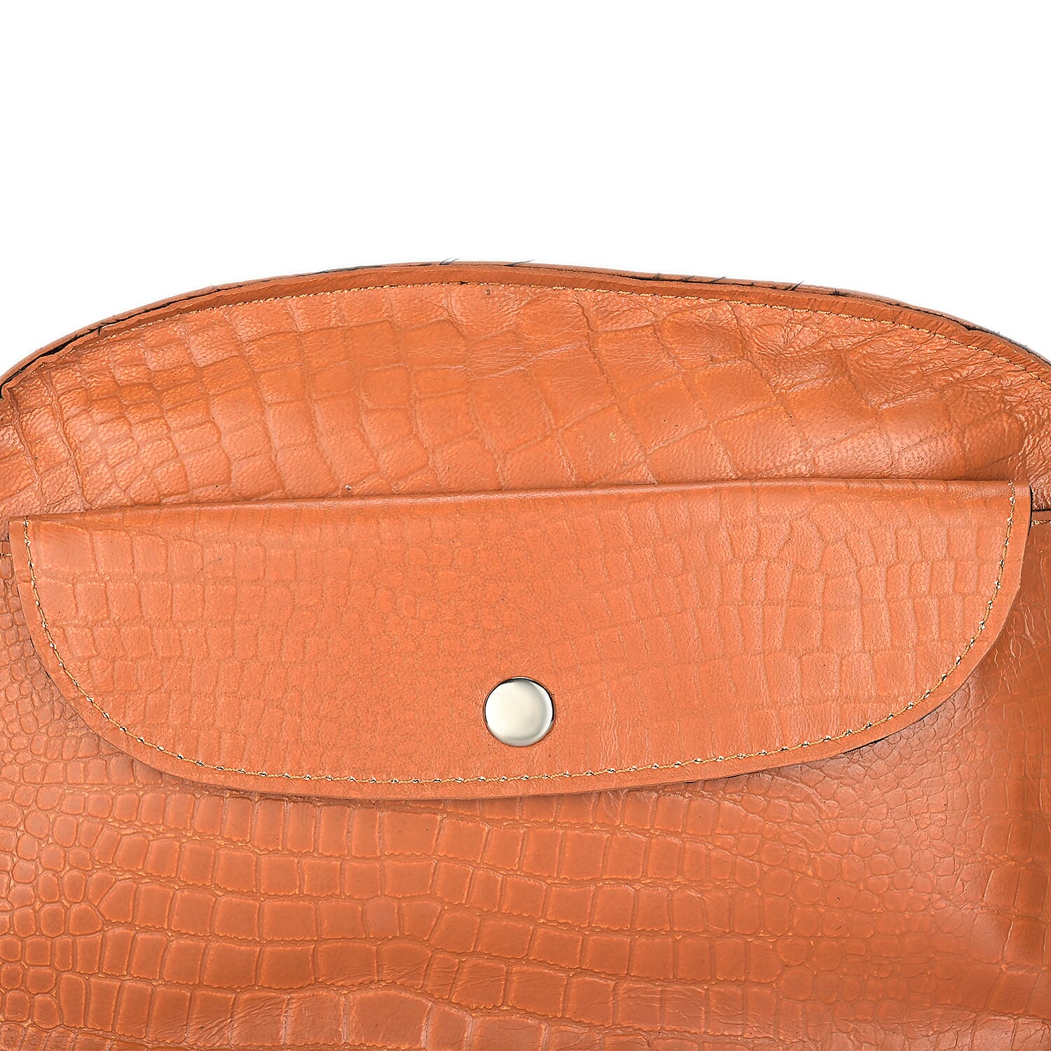 Valliserie 100% Genuine Leather Croco Pattern Crossbody Sling Bag - Tan