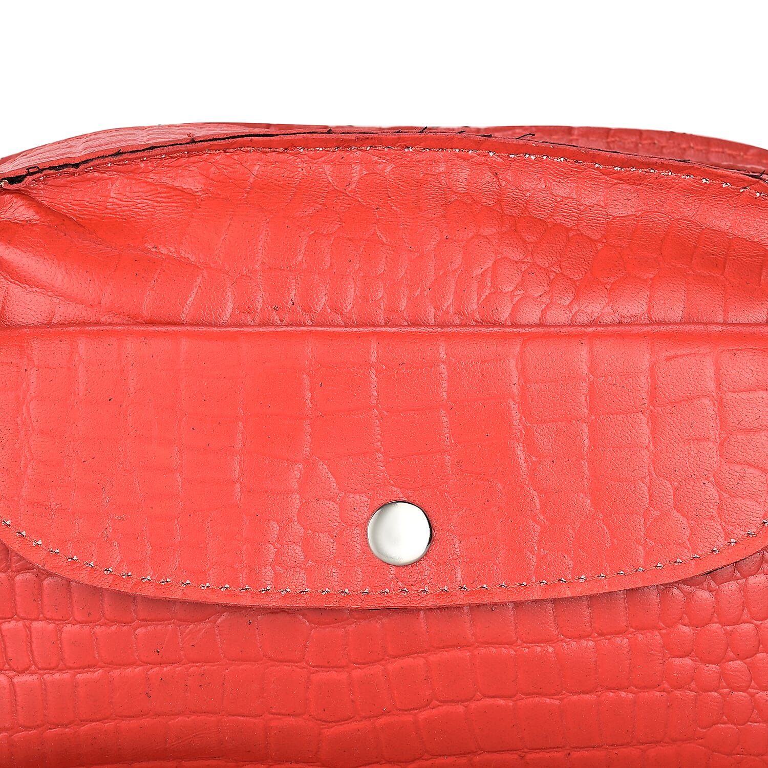 Valliserie 100% Genuine Leather Croco Pattern Crossbody Sling Bag - Red