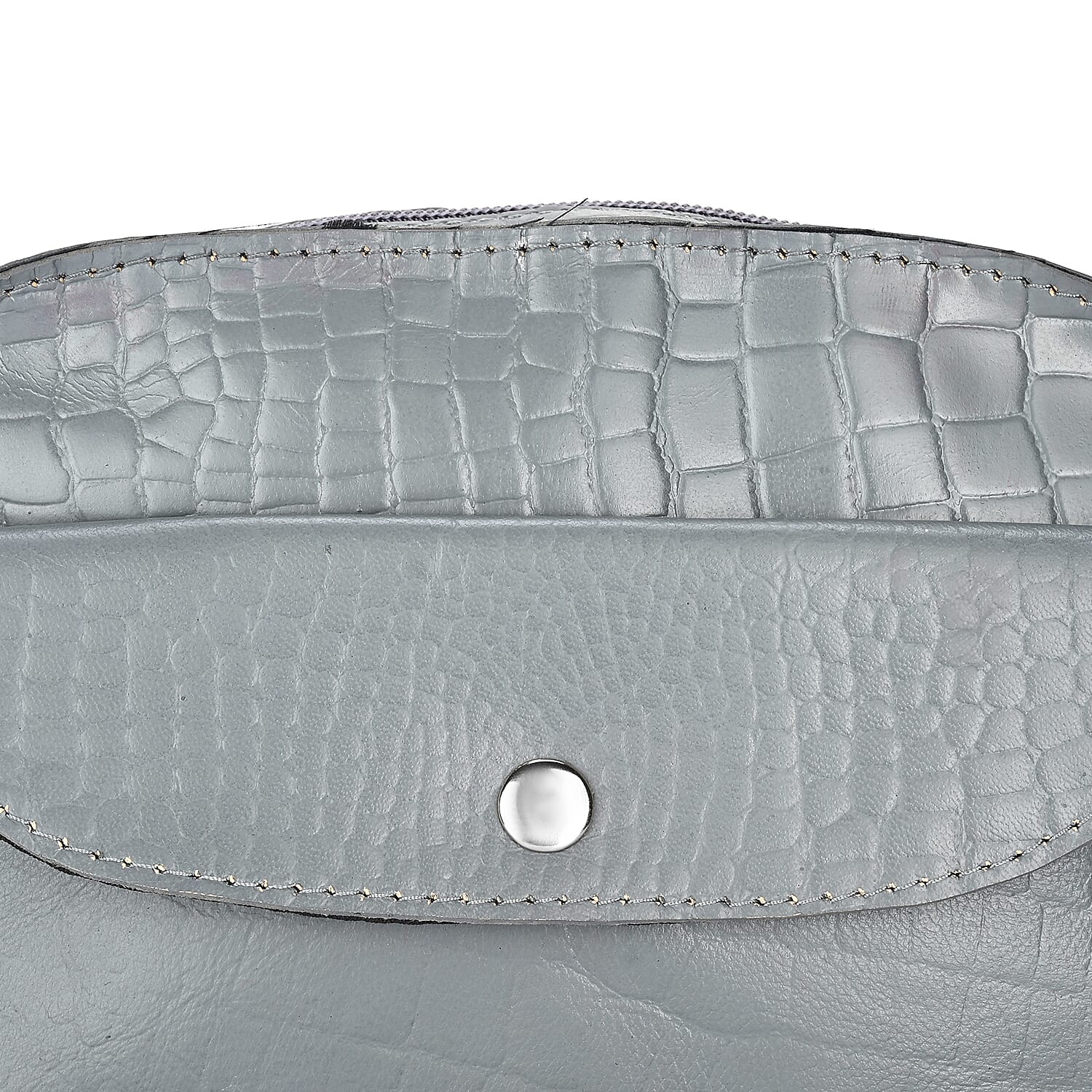 Valliserie 100% Genuine Leather Croco Pattern Crossbody Sling Bag - Grey