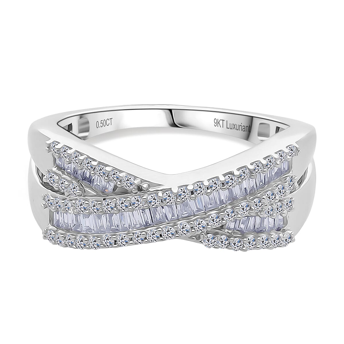 Luxuriant Lab Grown Diamond (SI-GH) Ring in Rhodium Overlay Sterling Silver 0.50 Ct.