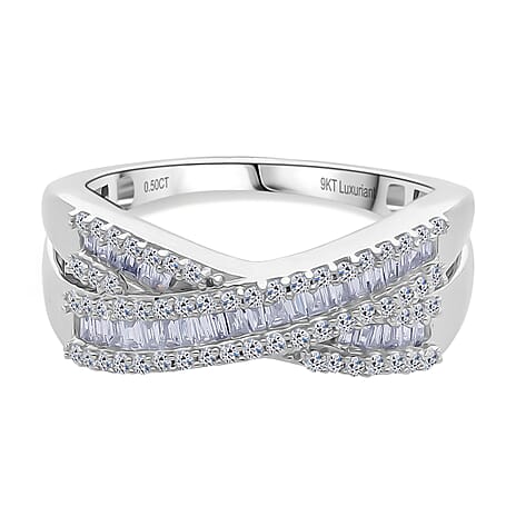 Luxuriant Lab Grown Diamond (SI-GH) Ring in Rhodium Overlay Sterling Silver 0.50 Ct.