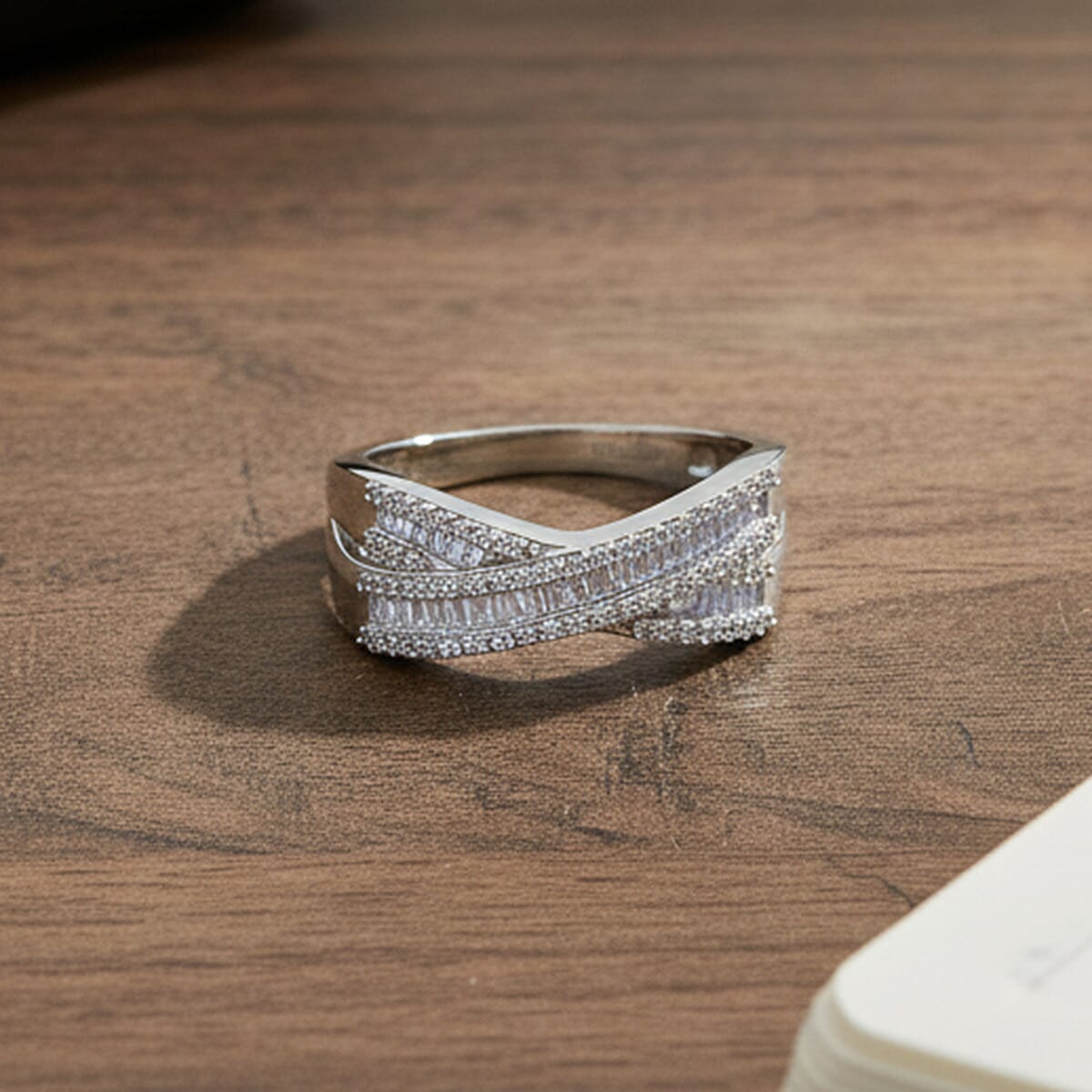 Luxuriant Lab Grown Diamond (SI-GH) Ring in Rhodium Overlay Sterling Silver 0.50 Ct.