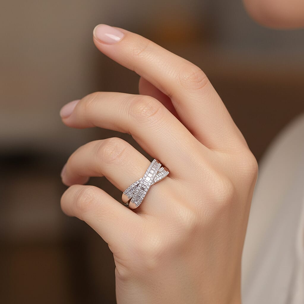 Luxuriant Lab Grown Diamond (SI-GH) Ring in Rhodium Overlay Sterling Silver 0.50 Ct.