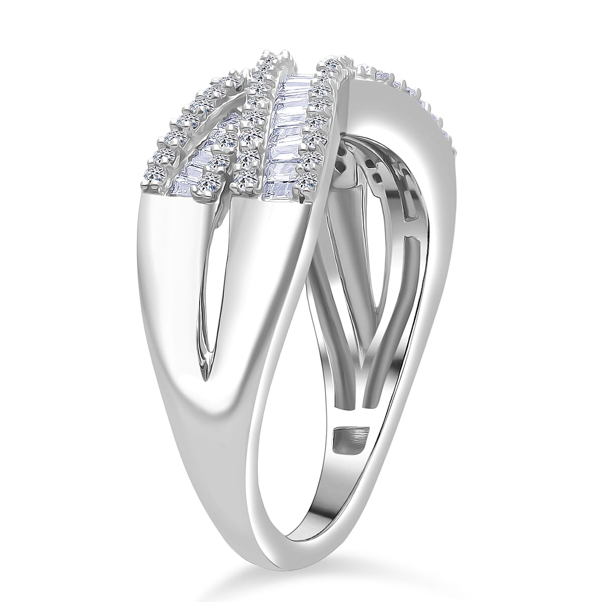 Luxuriant Lab Grown Diamond (SI-GH) Ring in Rhodium Overlay Sterling Silver 0.50 Ct.