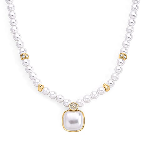 White Shell Pearl & White Cubic Zirconia Necklace (Size - 20.5-2 EXT)