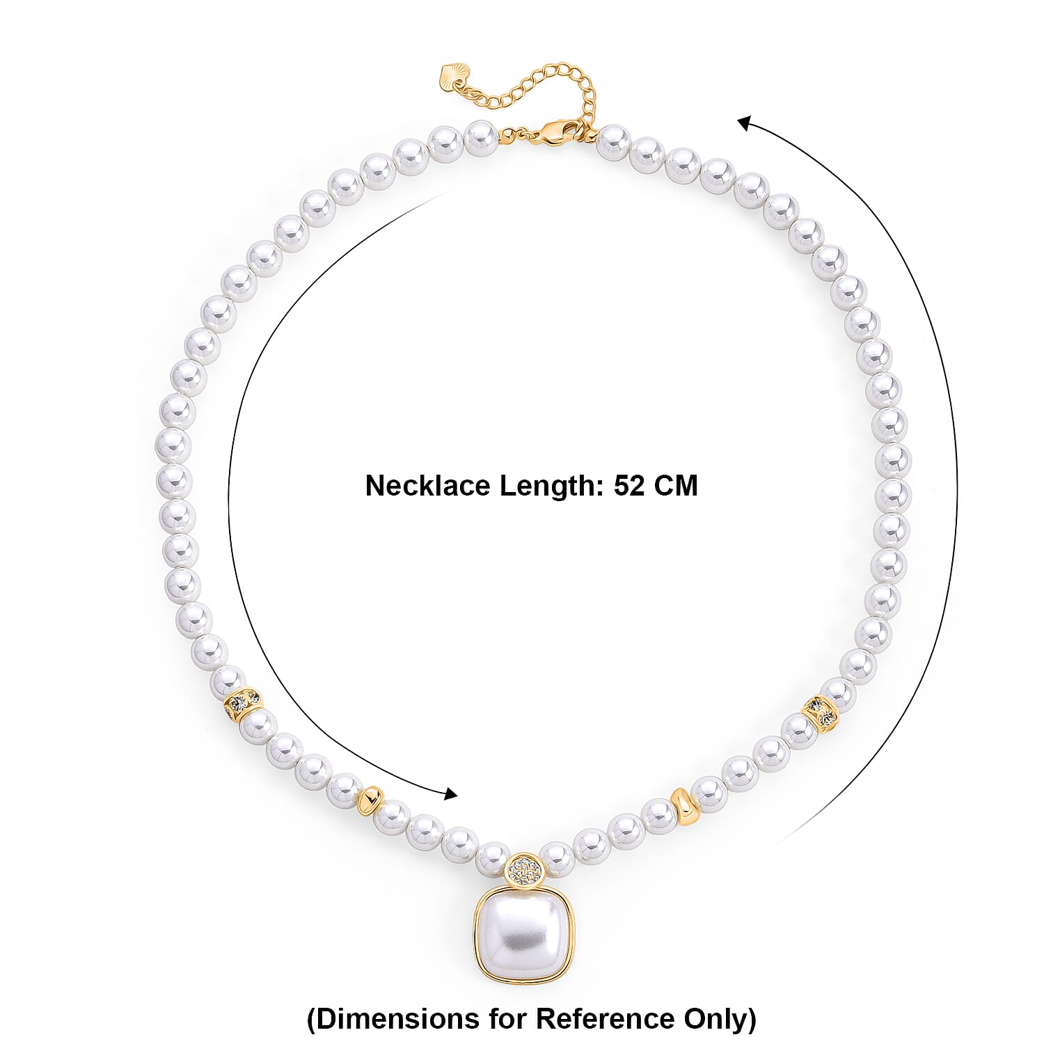 White Shell Pearl & White Cubic Zirconia Necklace (Size - 20.5-2 EXT)