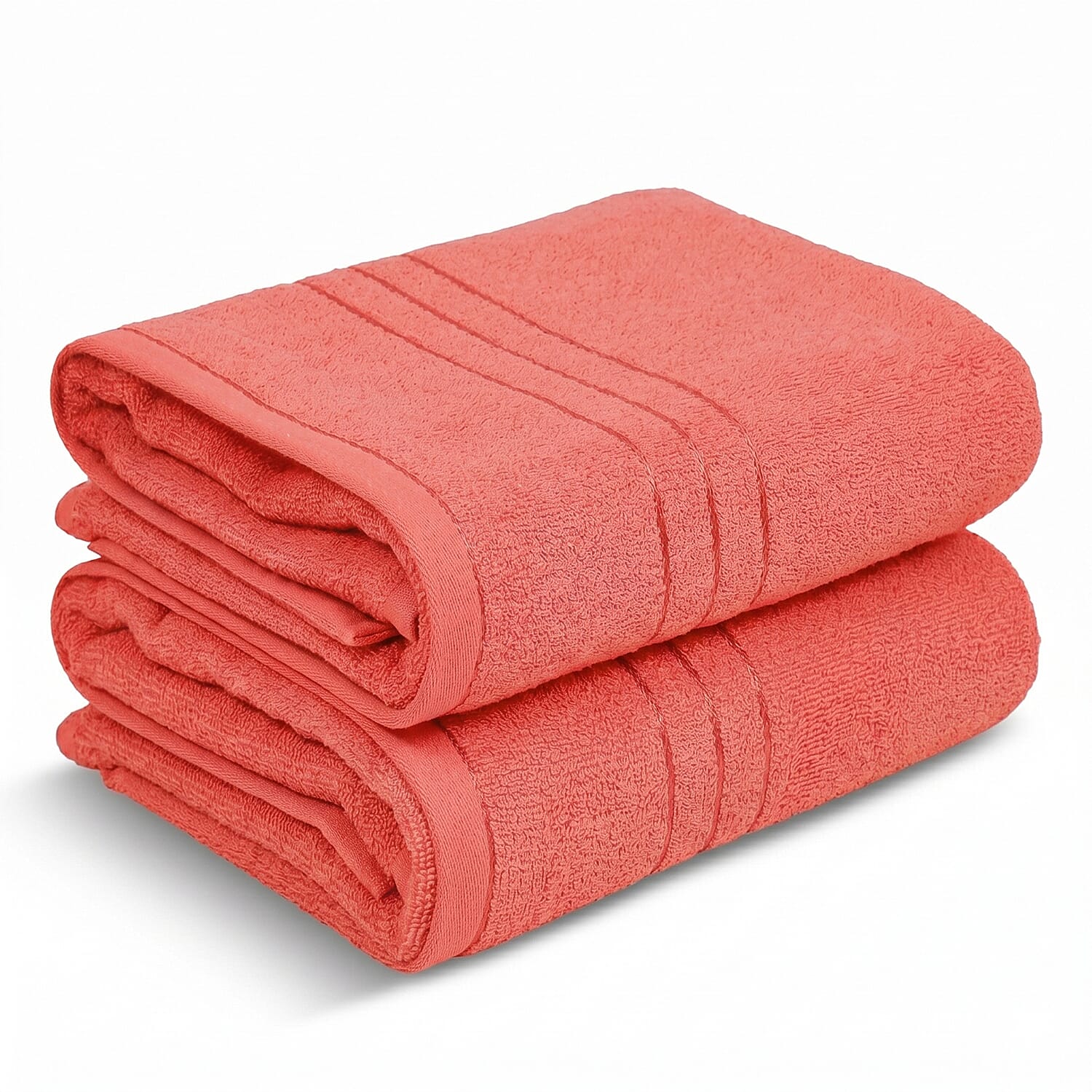 Livmore Set of 2 - Cotton Bath Sheet 550GSM (Size 88x172cm) - Coral