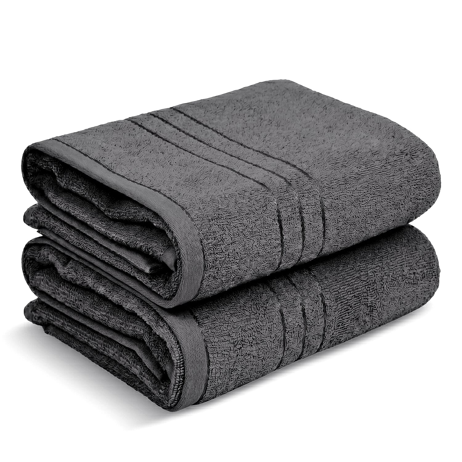 Livmore Set of 2 - Cotton Bath Sheets 550GSM (Size 88x172cm) - Charcoal Grey