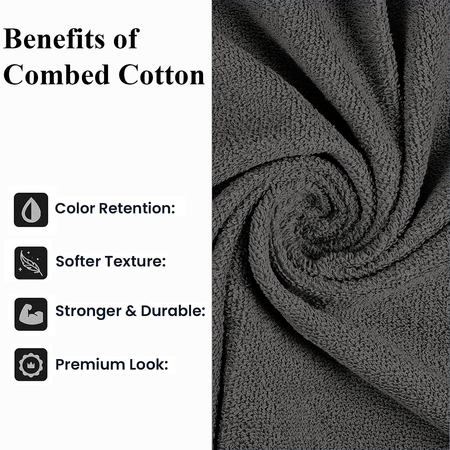 Livmore Set of 2 - Cotton Bath Sheets 550GSM (Size 88x172cm) - Charcoal Grey