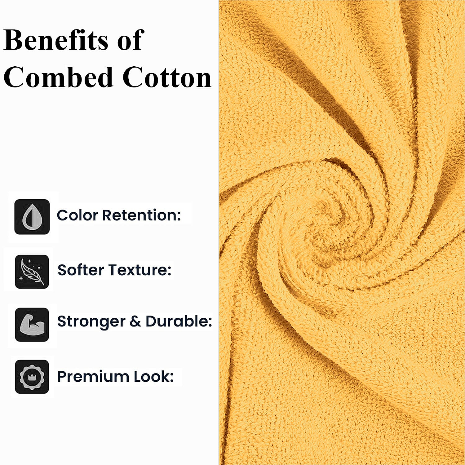 Livmore Set of 2 - Cotton Bath Sheets 550GSM (Size 88x172cm) - Mustard