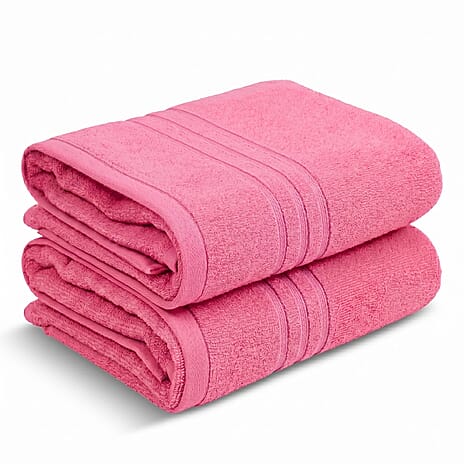 Livmore Set of 2 - Cotton Bath Sheets 550GSM (Size 88x172cm) - Pink