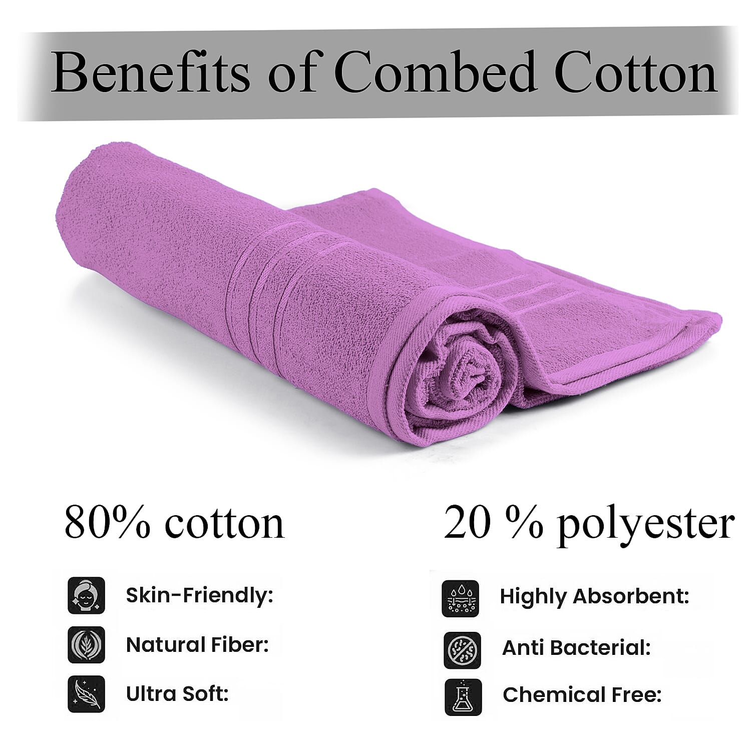 Livmore Set of 2 - Cotton Bath Sheets 550GSM (Size 88x172cm) - Purple