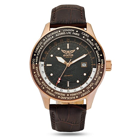 Aviator Automatic Mens Watch in Stainless Steel - Black