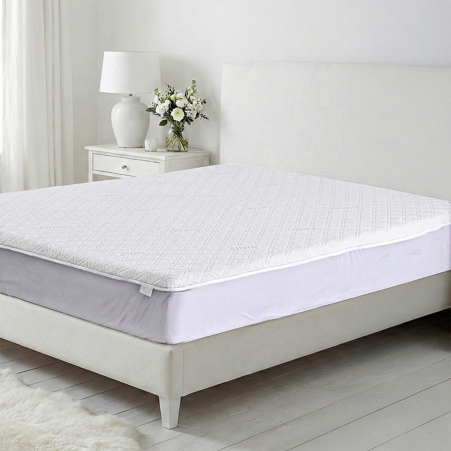 Hush-Haven-Patterned-Mattress-Pad-Size-135x30-cm-White-White