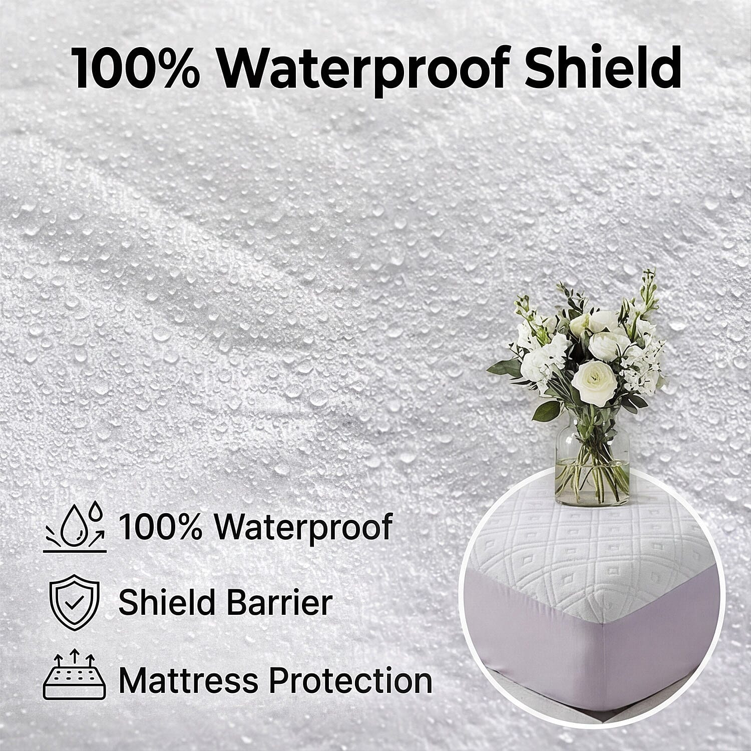 Hush Haven Patterned Mattress Pad (Size 135x30 cm) - White & White