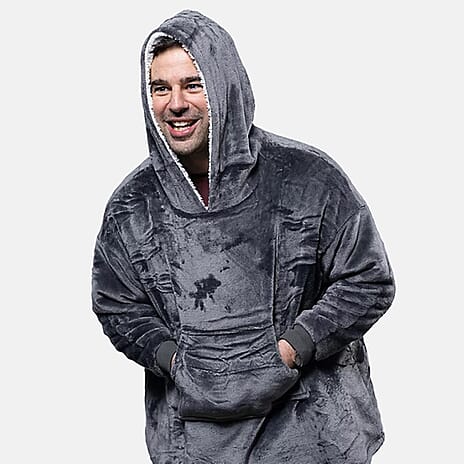 Closeout Deal- Adult Oversized Double layer  Hoodie Blanket (One Size) - Charcoal