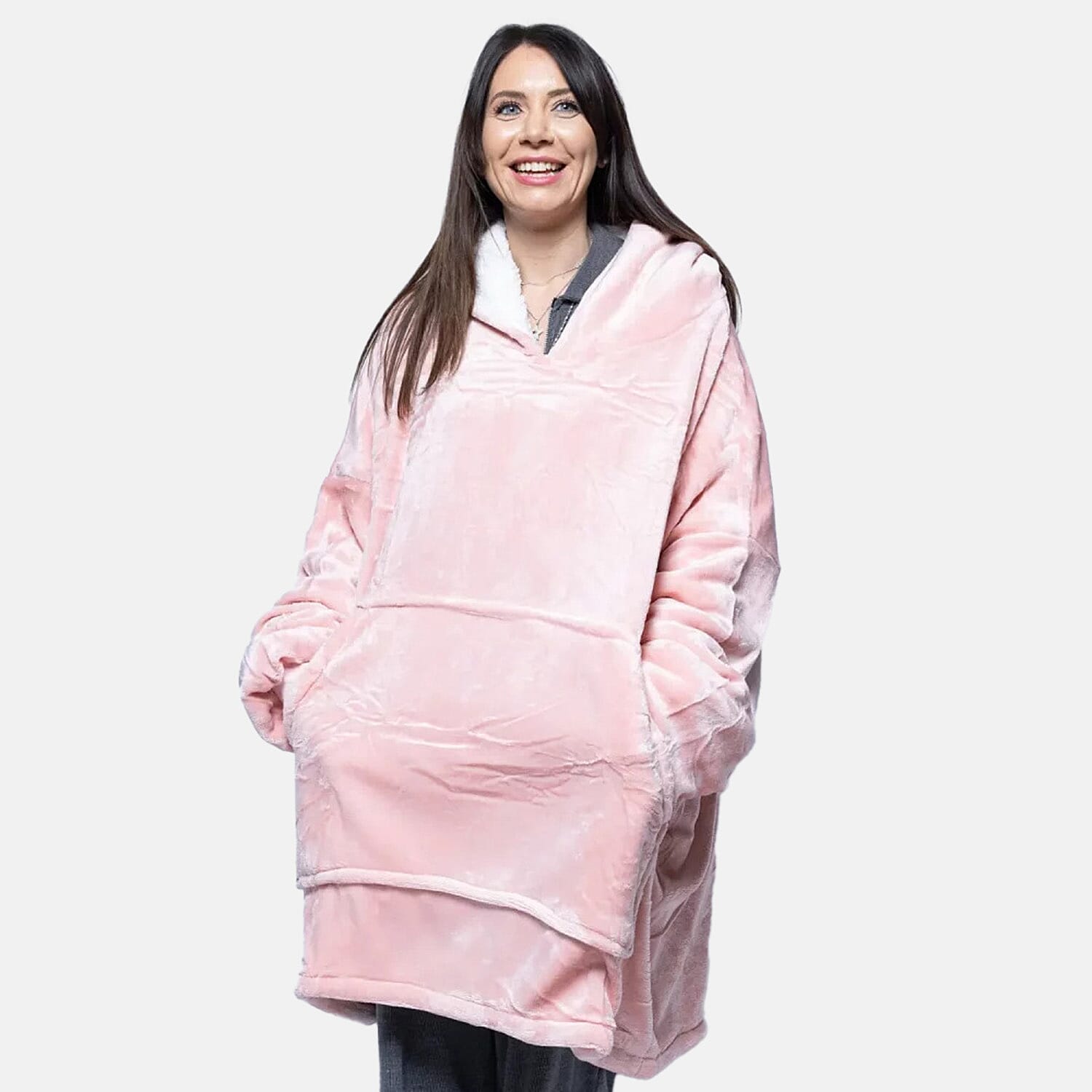 Closeout Deal- Adult Oversized Hoodie Blanket (One Size) - Pink