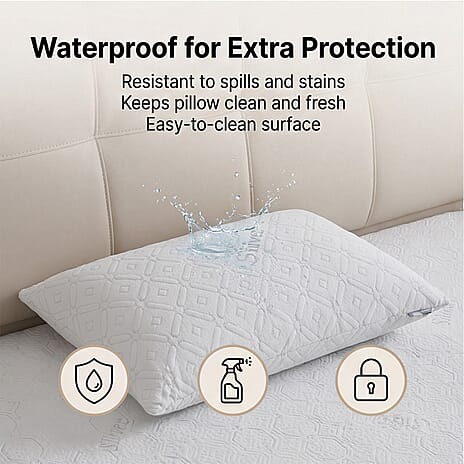 Hush Haven Silver thread Waterproof Pillow 220gsm (75 x 50cm) - White