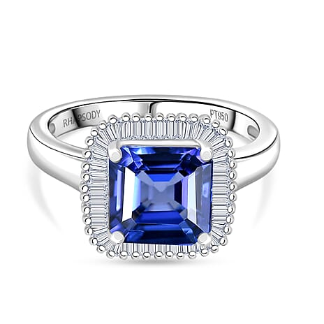 Rhapsody 950 Platinum AAAA Tanzanite & White Diamond (VS-EF) Ring 3.07 Ct, Platinum Wt. 5.65 Gms.
