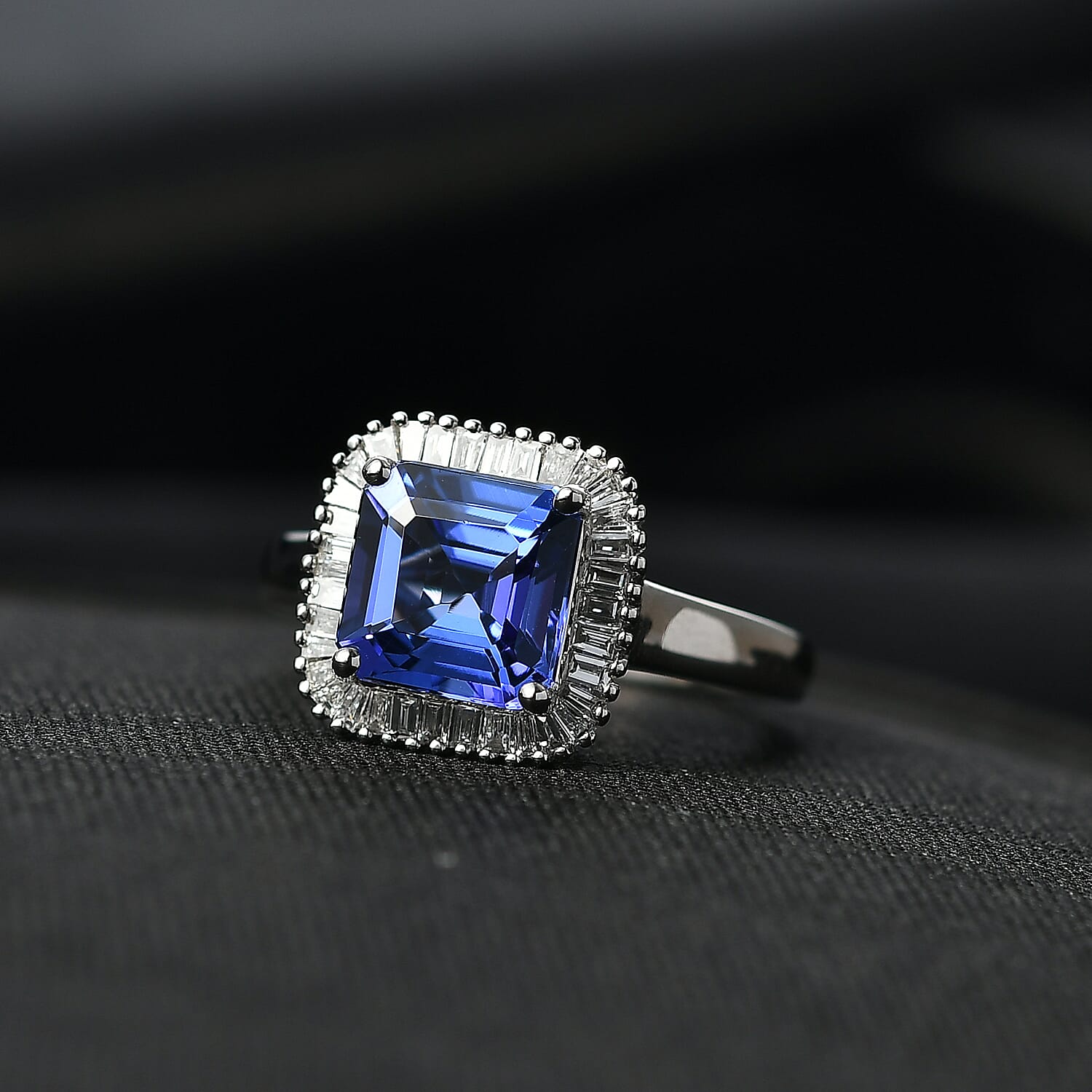 Rhapsody 950 Platinum AAAA Tanzanite & White Diamond (VS-EF) Ring 3.07 Ct, Platinum Wt. 5.65 Gms.