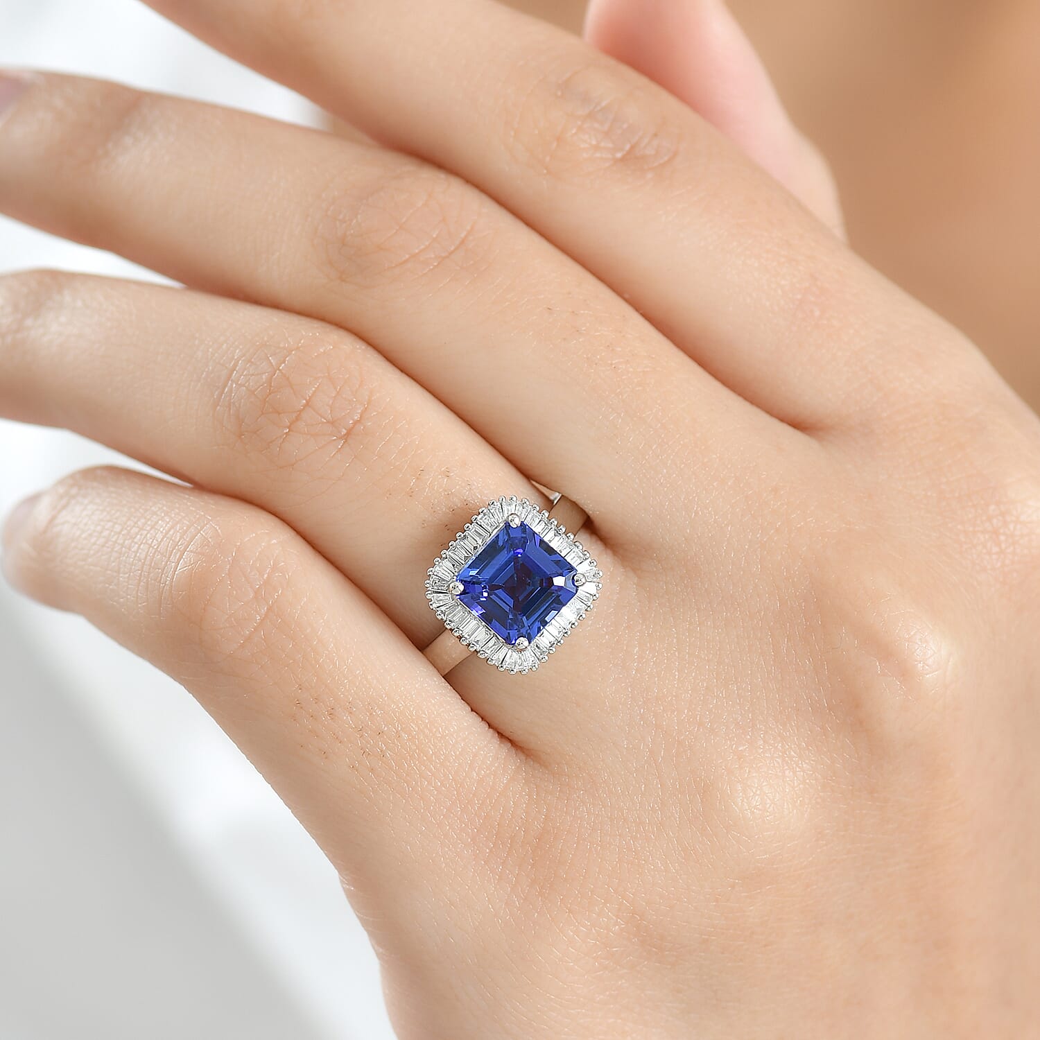 Rhapsody 950 Platinum AAAA Tanzanite & White Diamond (VS-EF) Ring 3.07 Ct, Platinum Wt. 5.65 Gms.