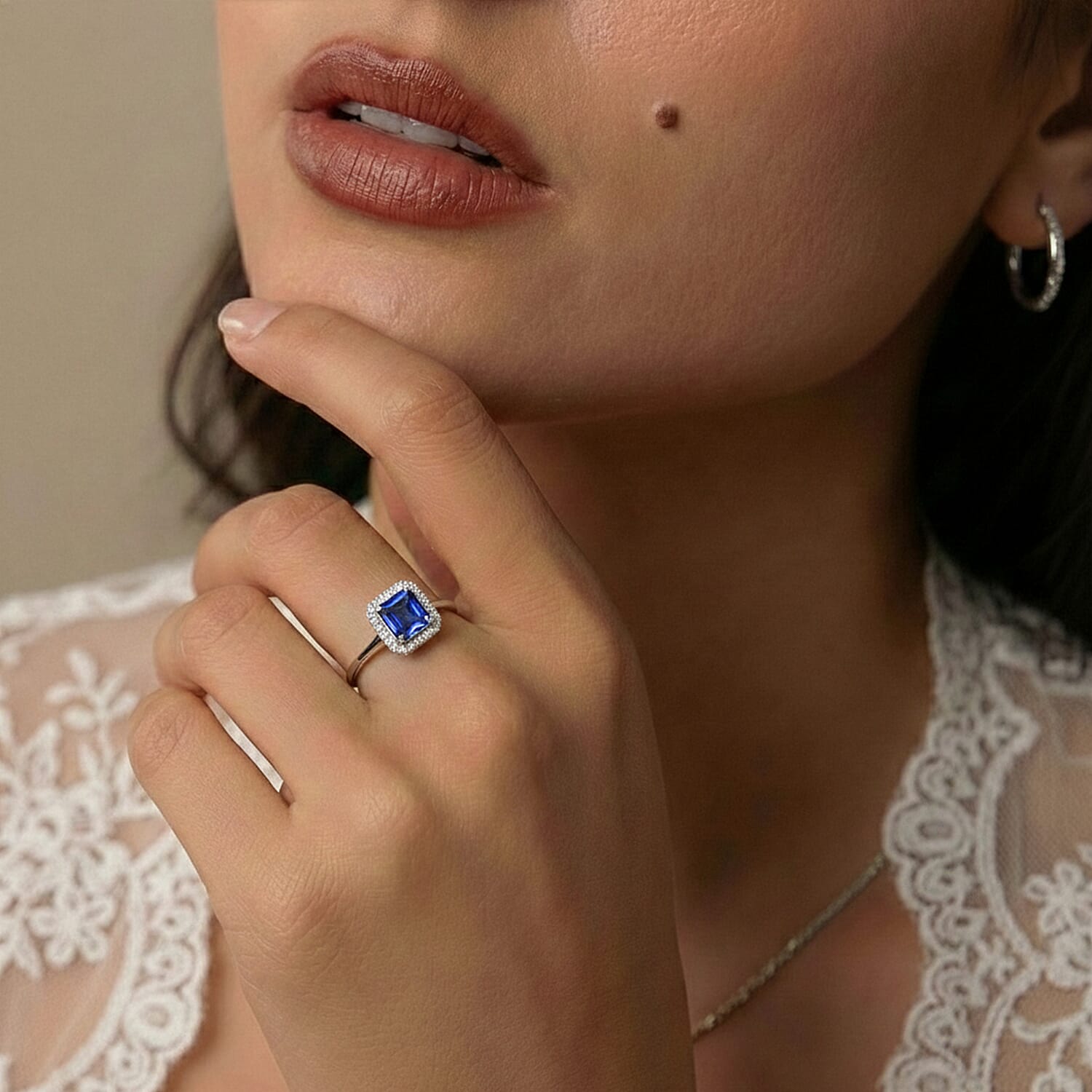 Royal Asscher Cut Collection - Rhapsody 950 Platinum AAAA Tanzanite (2.75 Ct.) and Natural Diamond (VS-EF) Emerald Cut Halo Ring 3.06 Ct, Platinum Wt. 5.65 Gms