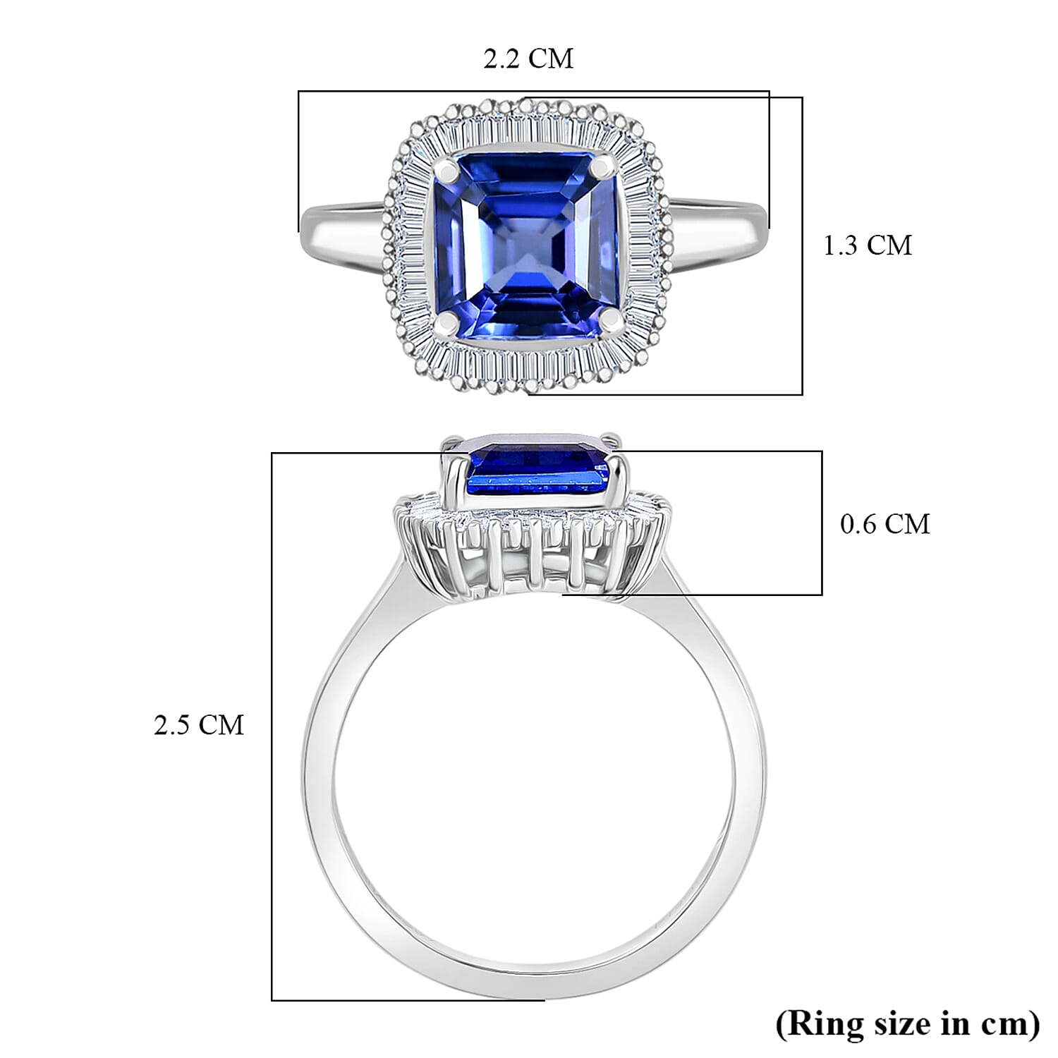 Royal Asscher Cut Collection - Rhapsody 950 Platinum AAAA Tanzanite (2.75 Ct.) and Natural Diamond (VS-EF) Emerald Cut Halo Ring 3.06 Ct, Platinum Wt. 5.65 Gms