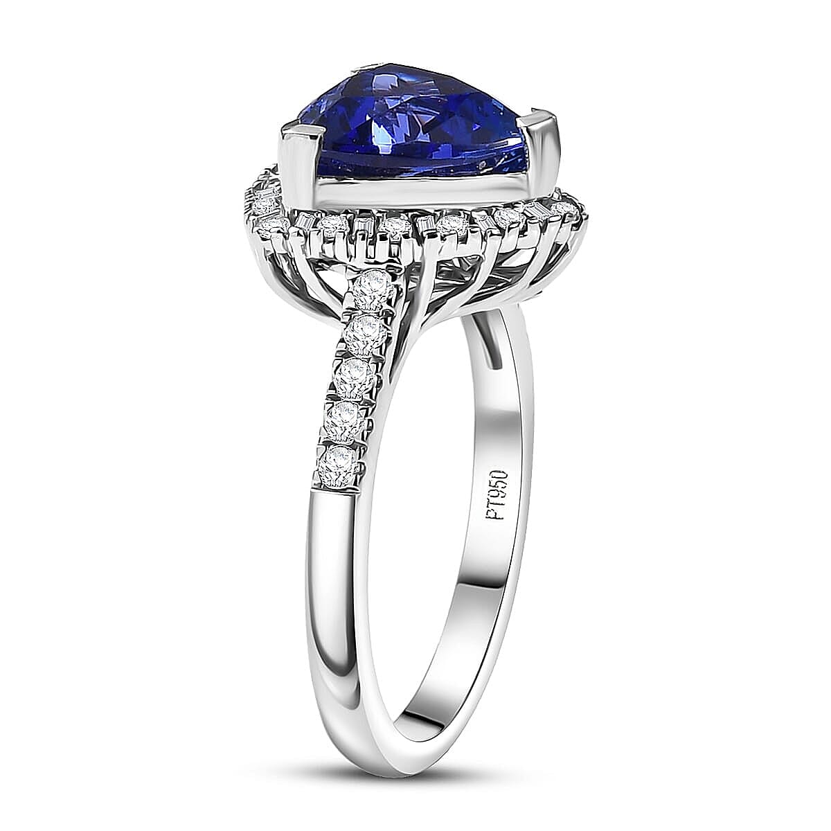 Rhapsody 950 Platinum AAAA Tanzanite White Diamond EF, VS Halo Ring, Platinum Wt.5.65 Gms  3.715  Ct.