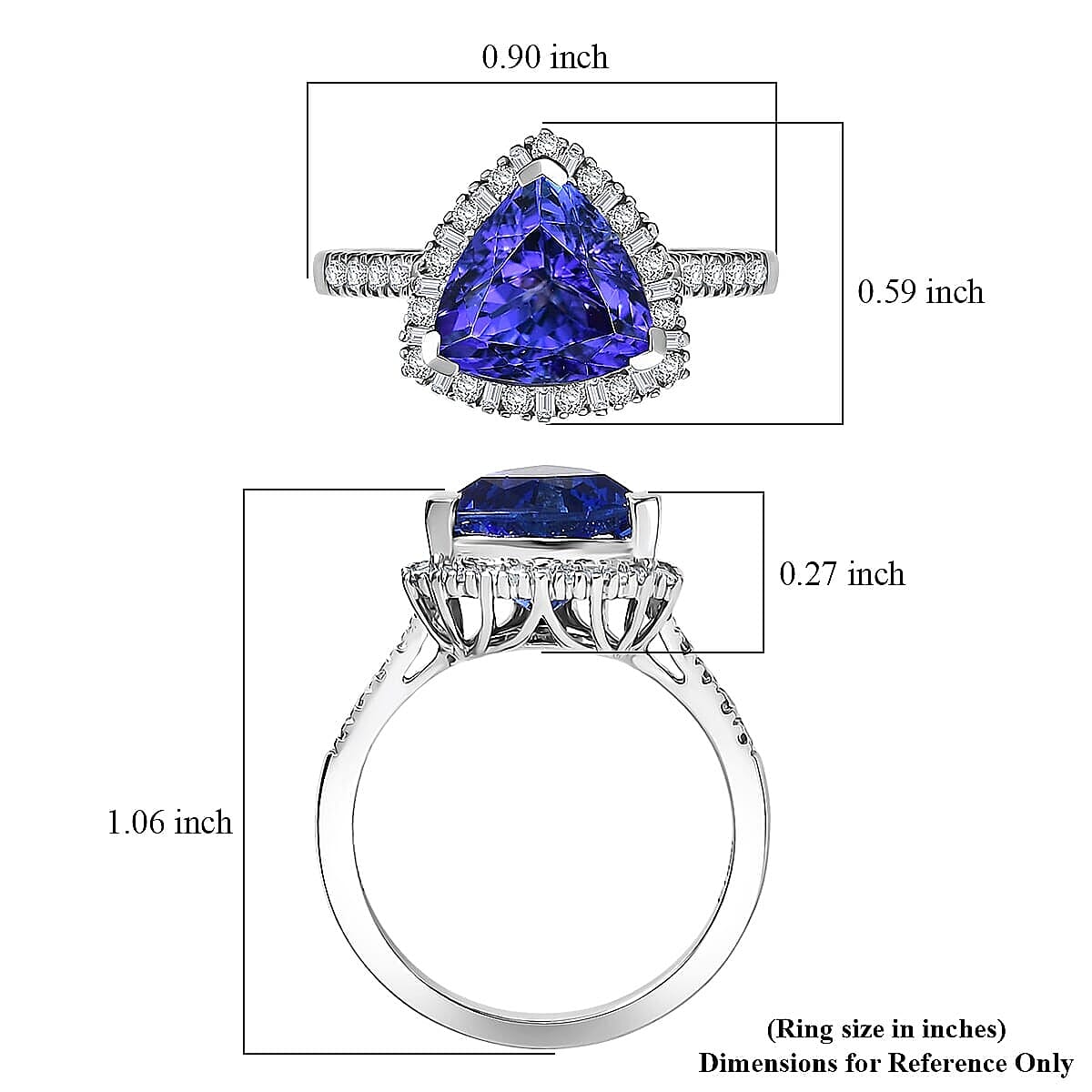 Rhapsody 950 Platinum AAAA Tanzanite White Diamond EF, VS Halo Ring, Platinum Wt.5.65 Gms  3.715  Ct.