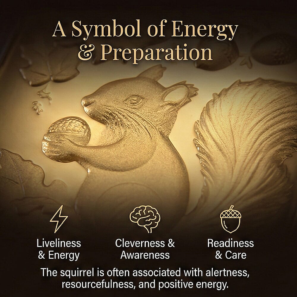 24K Yellow Gold (99.9% Purity) Embossed Squirrel Collectible (39.70 x 25.50 MM)