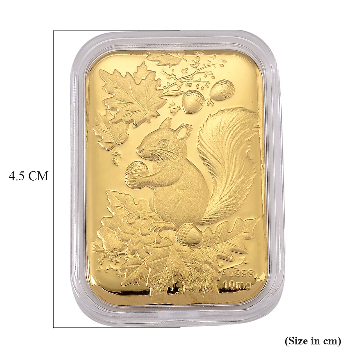 24K Yellow Gold (99.9% Purity) Embossed Squirrel Collectible (39.70 x 25.50 MM)