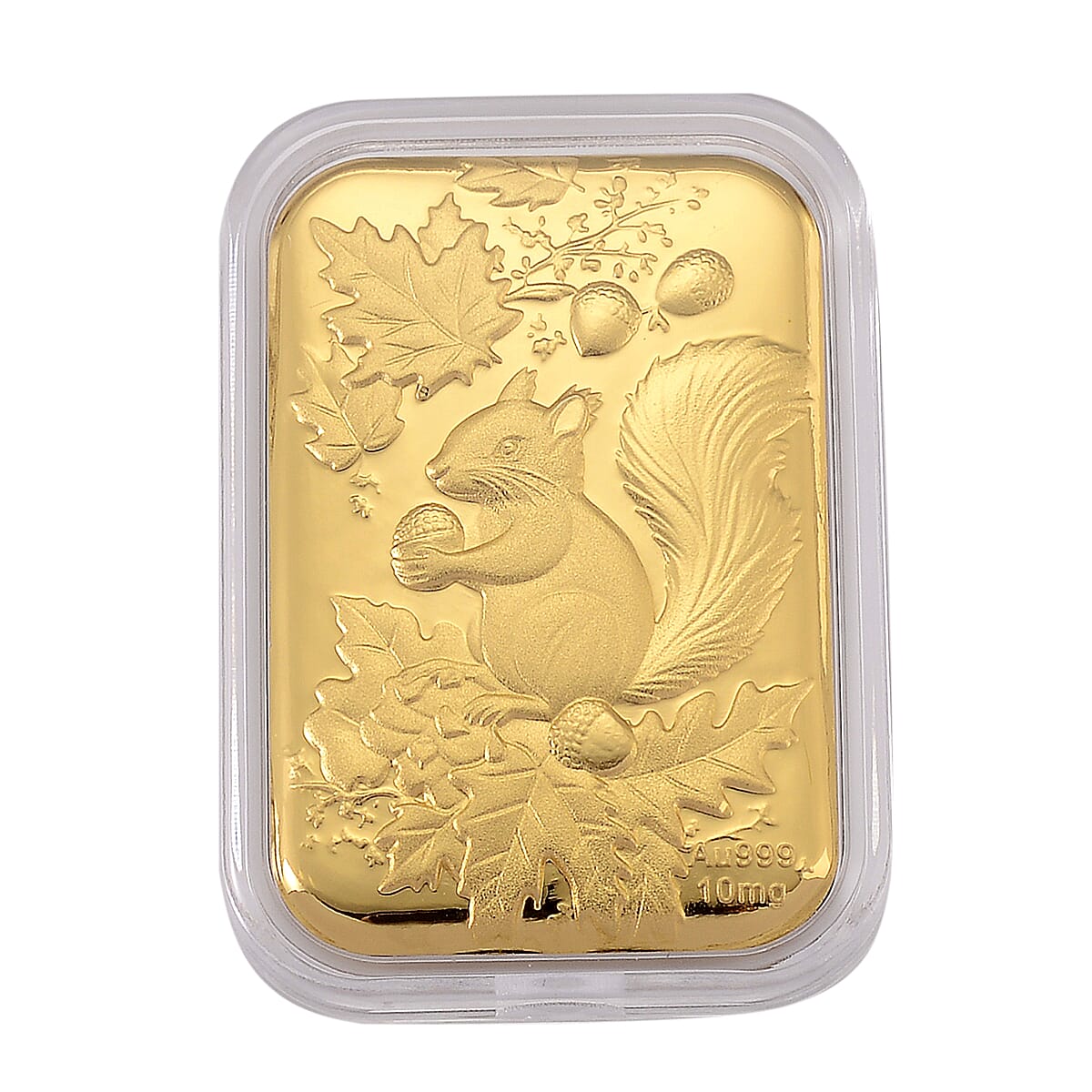 24K Yellow Gold (99.9% Purity) Embossed Squirrel Collectible (39.70 x 25.50 MM)