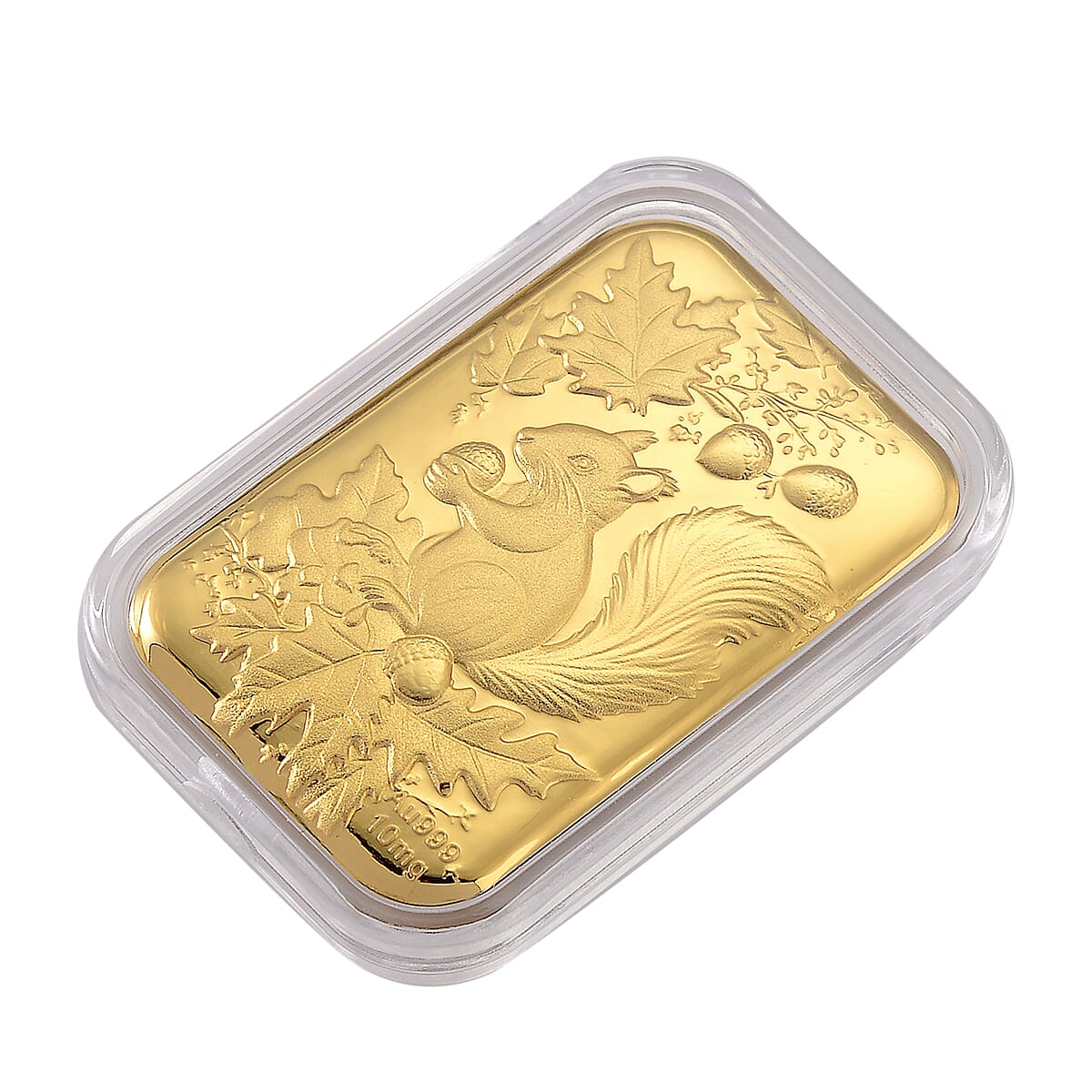 24K Yellow Gold (99.9% Purity) Embossed Squirrel Collectible (39.70 x 25.50 MM)