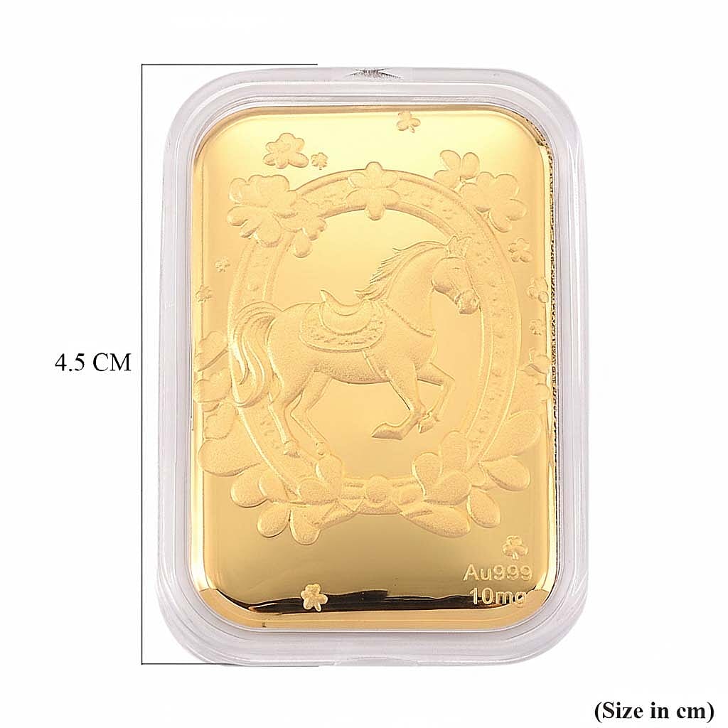 24K (99.99% Purity) Yellow Gold Embossed Horse Collectable (39.80 x 25.65 MM)