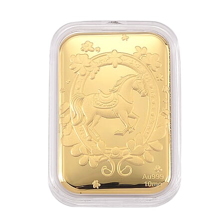 24K (99.99% Purity) Yellow Gold Embossed Horse Collectable (39.80 x 25.65 MM)