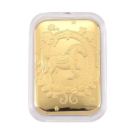 24K (99.99% Purity) Yellow Gold Embossed Horse Collectable (39.80 x 25.65 MM)